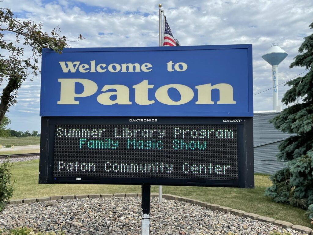 paton iowa sign
